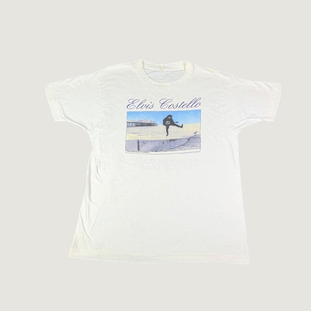Vintage 1991 Elvis Costello The Rude 5 Tour T-Shirt White Single Stitch Large